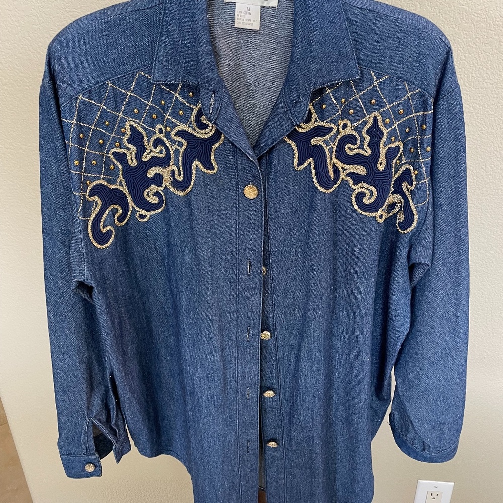 rafael ladies jean jacket, M sequined front